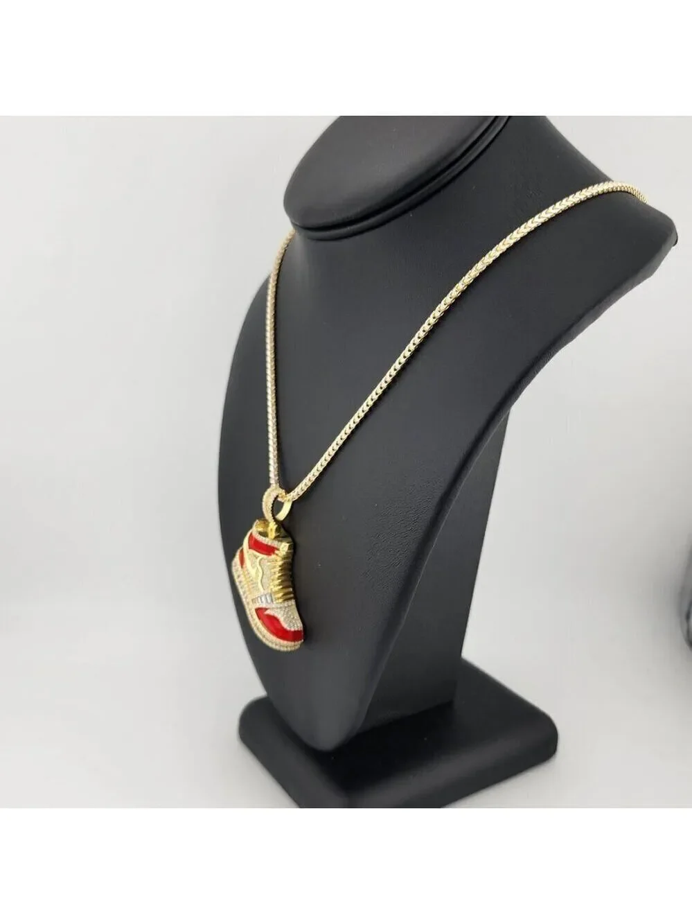 Brand New Sterling Silver 925 Red Cz Sneaker Necklace